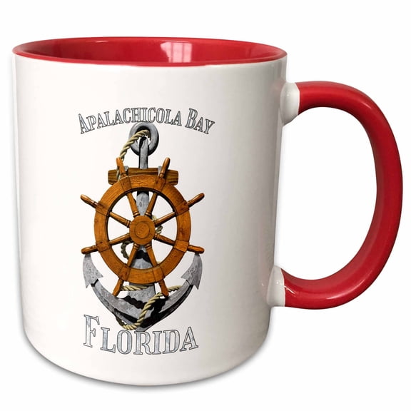 3drose, Sailing Anchor for a Florida Vacation to Apalachicola Bay Florida., 11oz Two-tone Red Mug