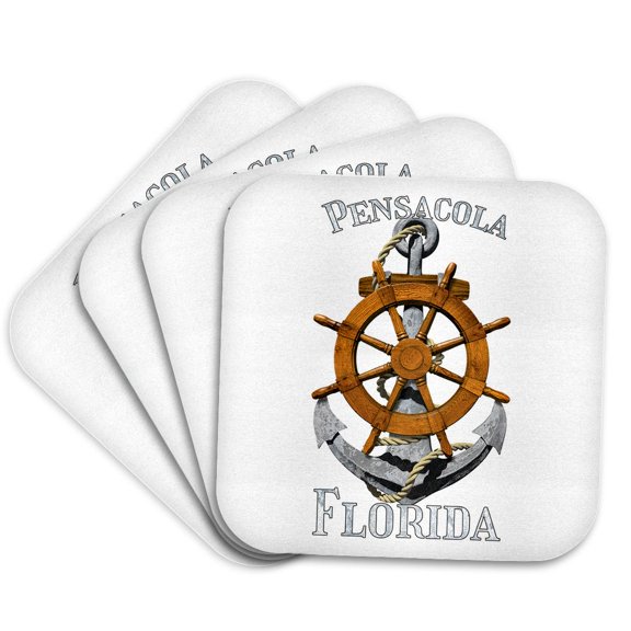 3drose, Sailing Anchor for a Florida Vacation to Pensacola Beach Florida., Set of 4 Coasters - Soft