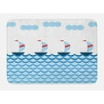 thumbnail image 1 of Sailing Bath Mat, Continuous Sailboats on Waves Open Sea Doodle, Plush Bathroom Decor Mat with Non Slip Backing, 29.5" X 17.5", Multicolor, by Ambesonne, 1 of 2