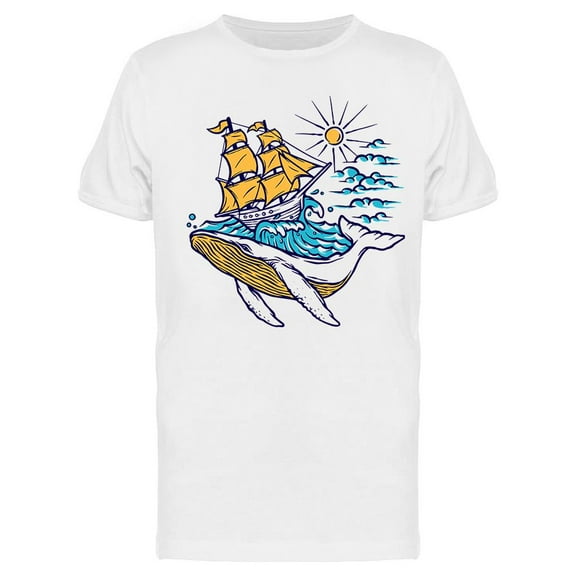 Sailing Boat And Whale   T-Shirt Men -Image by Shutterstock, Male XX-Large