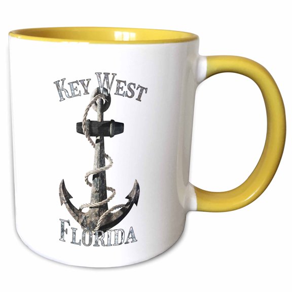 3drose, Sailing Boat Art for a Florida Beach Vacation to Key West Florida., 11oz Two-tone Yellow Mug