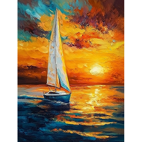 Sailing Boat Decorative Painting/Canvas Art Suitable for Living Room Bedroom Office Dining Room Hotel Nautical Seascape Artwork Prints.