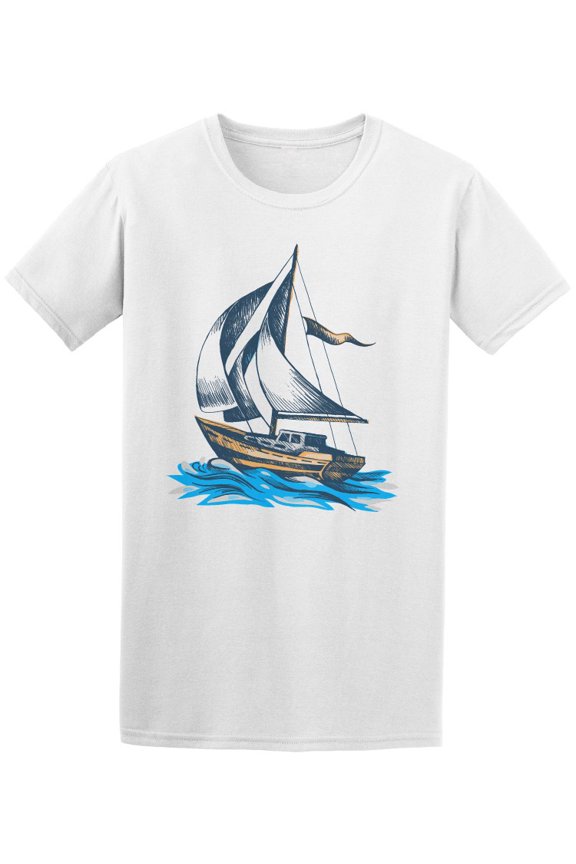 Sailing Boat With A Flag Sketch Tee Men's -Image by Shutterstock