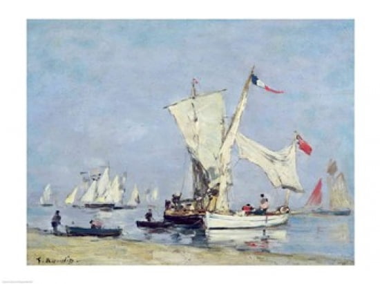 Sailing Boats c1869 Canvas Art - Eugene louis Boudin (24 x 18)