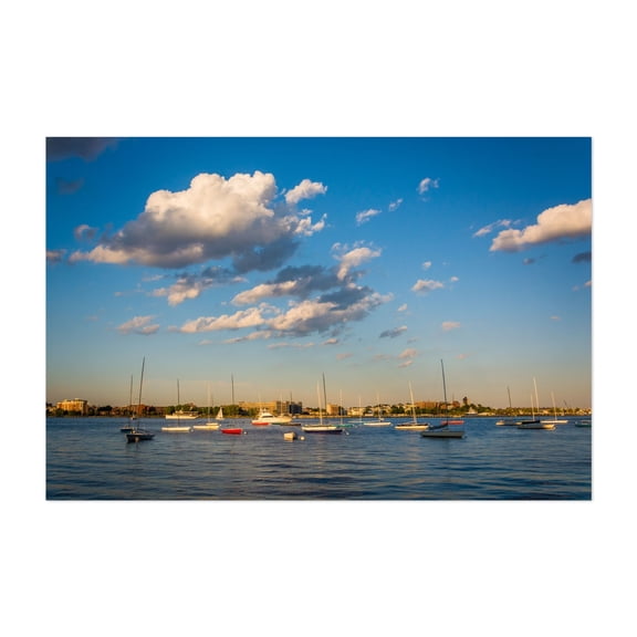 Sailing Boston's Inner Harbor - Boston Massachusetts Photography Boat Harbor Landscape Scenic Summer Coastal Unframed Wall Art Print 40 x 60 inches