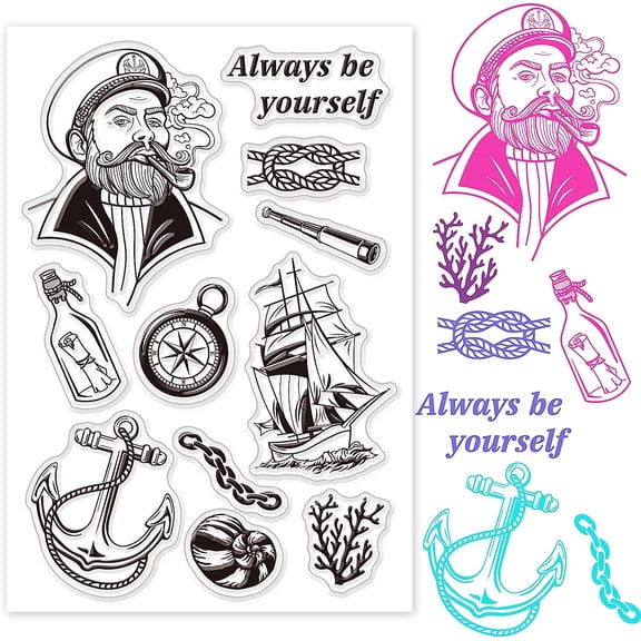 Sailing Captain Clear Stamps Anchor Adventure Transparent Silicone Stamp for DIY Making