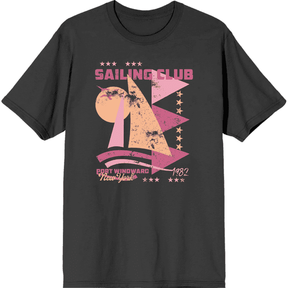 Sailing Club Port Windward New York Adult Charcoal Crew Neck Short Sleeve Tee-Medium
