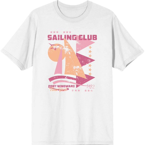 Sailing Club Port Windward New York Adult White Crew Neck Short Sleeve Tee-Small