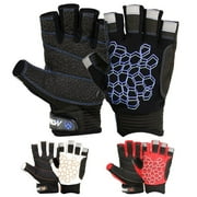 Sailing Gloves Sticky Palm Gripy Glove Yachting Kayak Dinghy Fishing Short Finger Black / Blue, XS