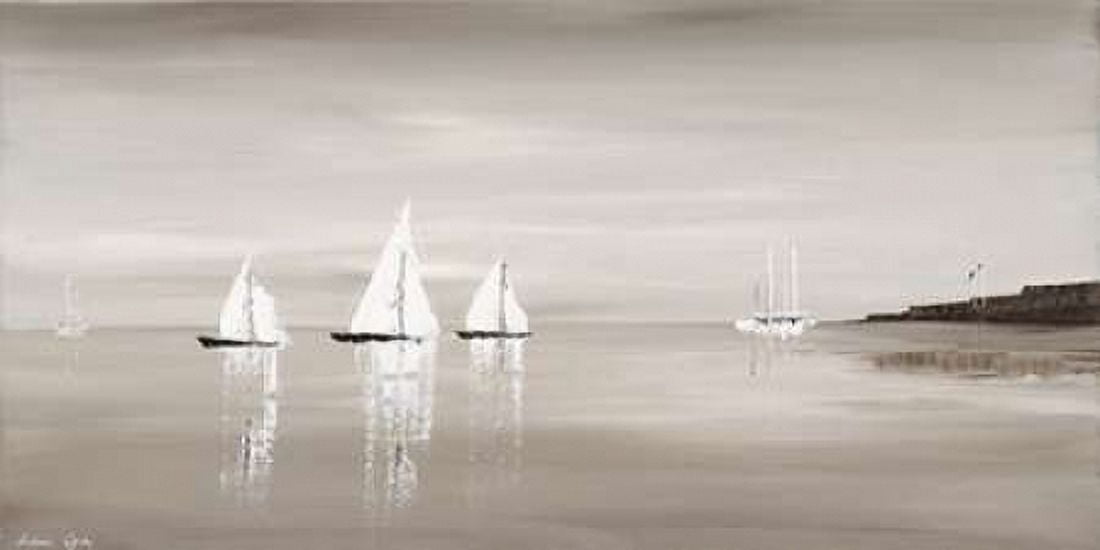 Sailing Grey III Canvas Art - Andrea Cook (24 x 48)