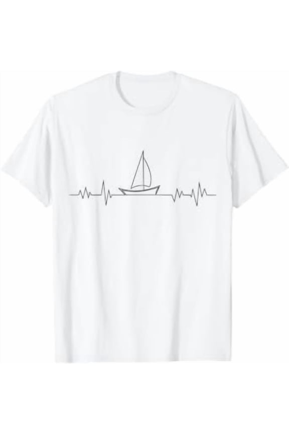 Sailing Heartbeat Sailboat Sail Boating Captain T-Shirt