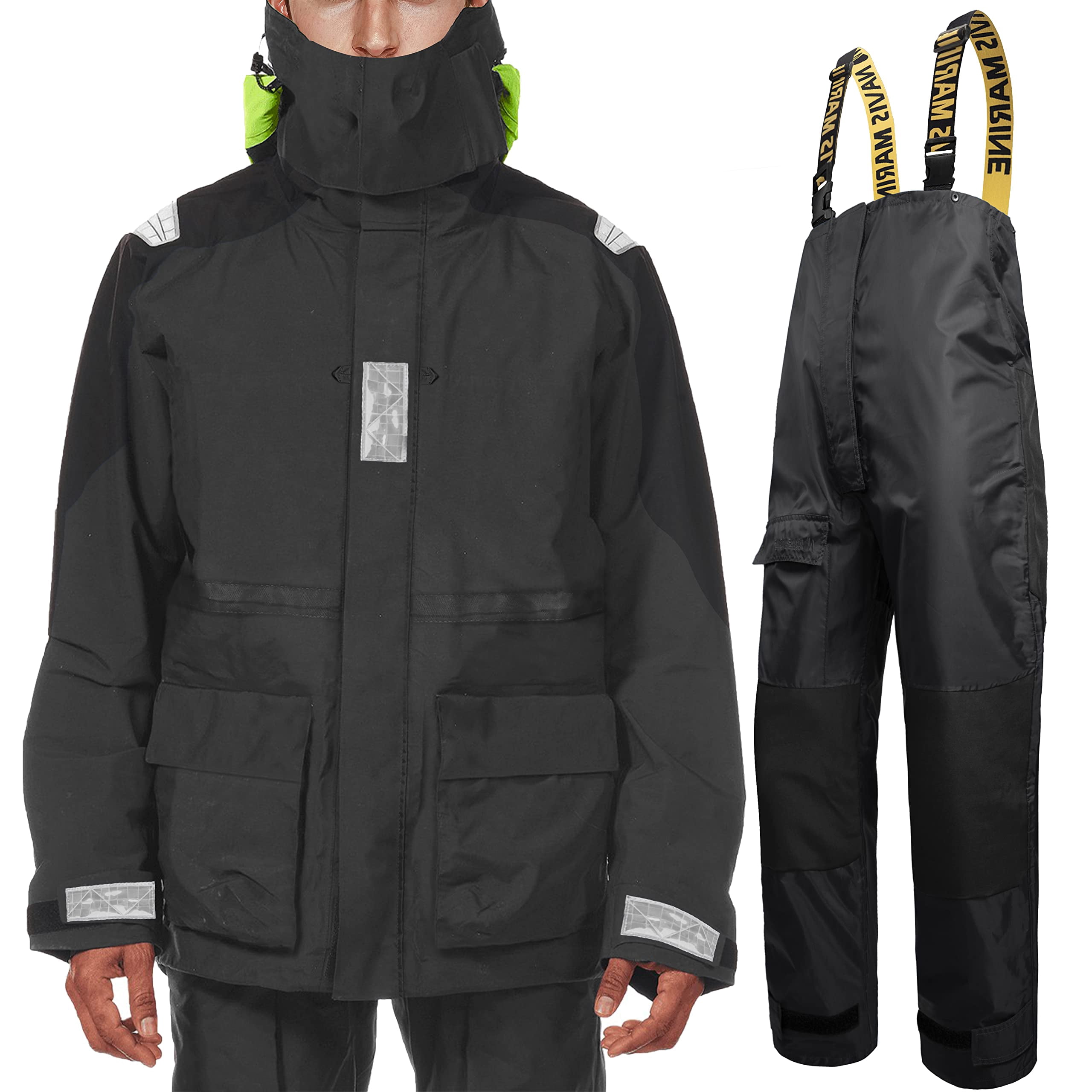 Sailing Jacket with Bib Pants Overall Waterproof for Men Women Fishing