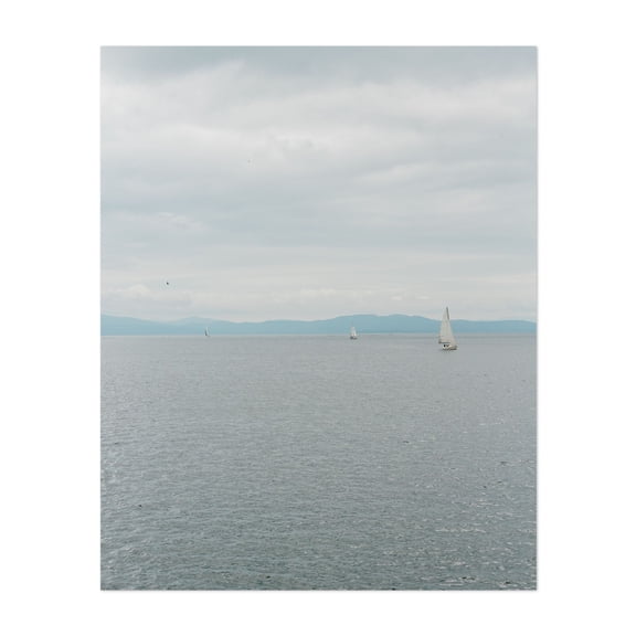 Sailing Lake Champlain 01 - Burlington Vermont Photography Boat Ocean Minimalist Coastal Water Nature Unframed Wall Art Print 12 x 16 inches