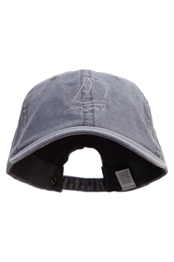 Sailing Out Line Embroidered Big Size Washed Pigment Dyed Cap - Grey XL-3XL