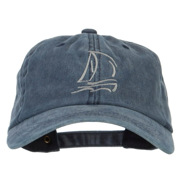 Sailing Outline Embroidered Washed Cotton Cap - Navy OSFM