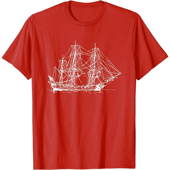 Sailing Pirate Ship Boat in the Water Hand Drawn Vessel Sail T-Shirt