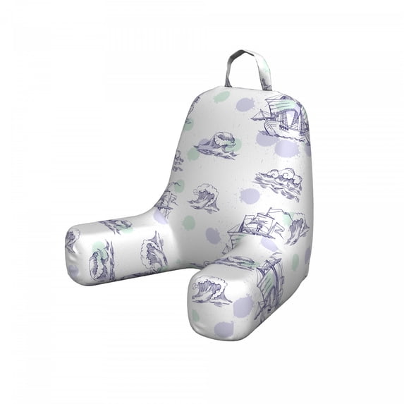 Sailing Reading Pillow Cover, Rhythmic Sailboat Vessels Watercolor Drops Waves Sketch, Unstuffed Printed Bed Rest Case from Soft Fabric, Small, Purple Green, by Ambesonne