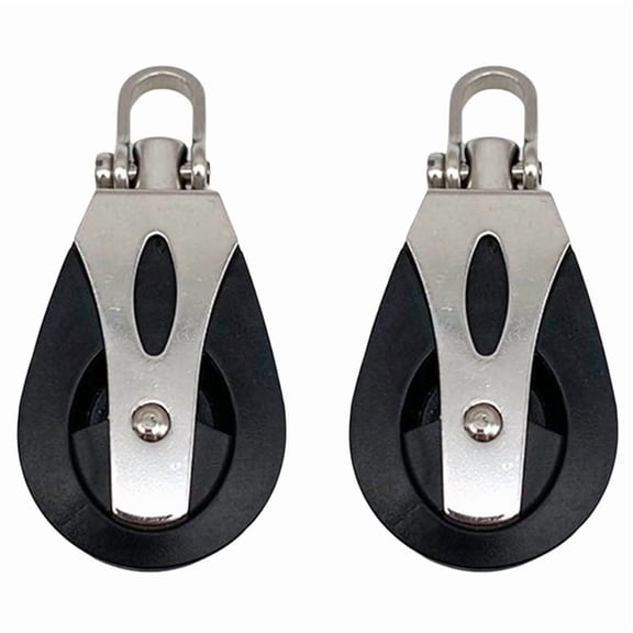 Sailing Rigging Pulley 2-Pack, Stainless Steel Nylon Single Wheel Block for Yacht and Boat, 600kg Capacity