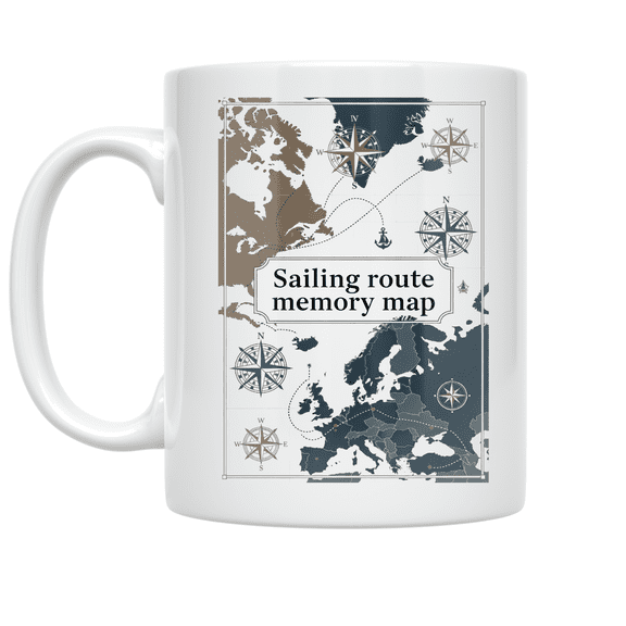 Sailing Route Memory Map - Nautical Enthusiast - 11 oz Ceramic Coffee Mug
