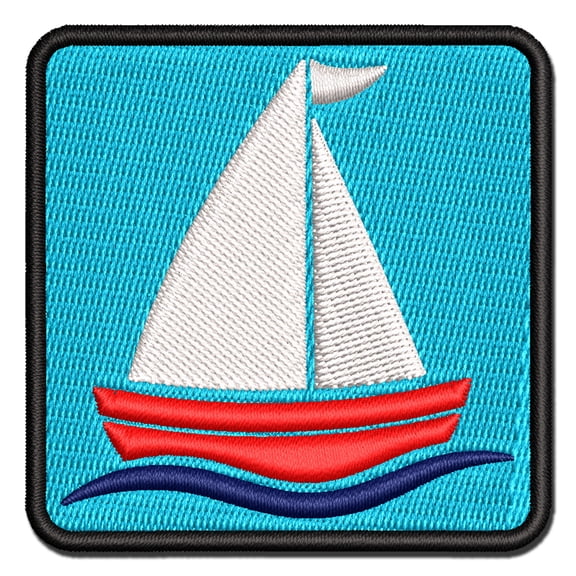 Sailing Sailboat Applique Multi-Color Embroidered Iron-On Patch - 2.0 Inch Mini