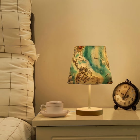 Sailing Ship Boat Map Mermaid LED Desk Lamp Table Lamp USB Bedside Nightstand Small Lamp for Bedroom Living Room Kids Room