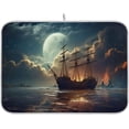 thumbnail image 1 of Sailing Ship Dish Drying Mat, Absorbent Microfiber Pad Protector For Kitchen Counter Top Mat Dish Drainboard 16x18in, 1 of 7
