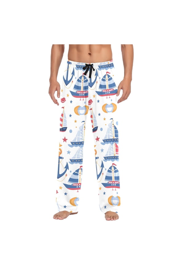 Sailing Ship Men's Pajama Pants Cotton Long Sleepwear Lounge Pants L