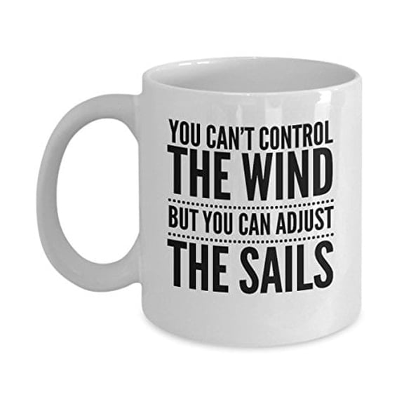 Sailing Ship 11 oz Coffee Mug - You Can't Control The Wind White Ceramic Gift