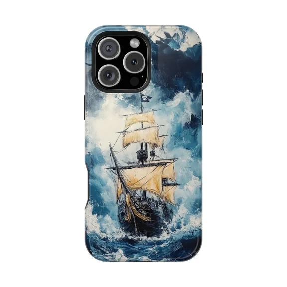Sailing Ship Ocean Painting Art Case for iPhone 11-17 Pro Max