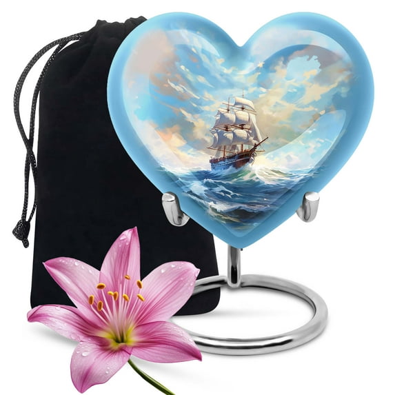 Sailing Ship Oli Painting Large Urns For Human Ashes Adult Male - Urn Human Ashes - Urns For Adult Ashes Women - Human Urns For Ashes - Funeral Urns For Adult Ashes Men - Decorative Urn(Size -8inch)
