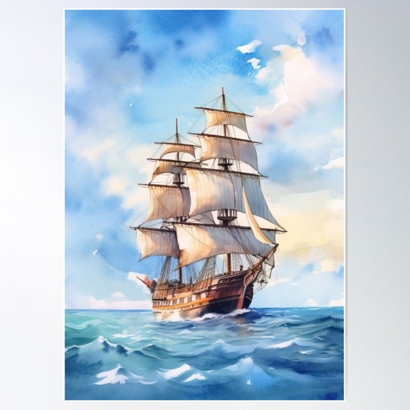 Sailing Ship Poster Wall Art, Modern Wall Decor For Living Room Bedroom UNFRAMED POSTER