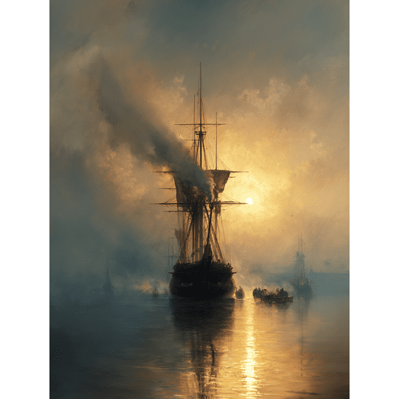 Sailing Ship Seascape Canvas Wall Art Print, Living Room Bedroom Study Hallway Decor