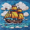thumbnail image 1 of Sailing Ship Small Size Mini Rug Latch Hook Kits Rug DIY Cushion Tapestry Making Crochet Hook Mat Making Kits Color Preprinted Pattern Canvas DIY Carpet Needlework Home Decor Kits 30x30cm (r58), 1 of 6
