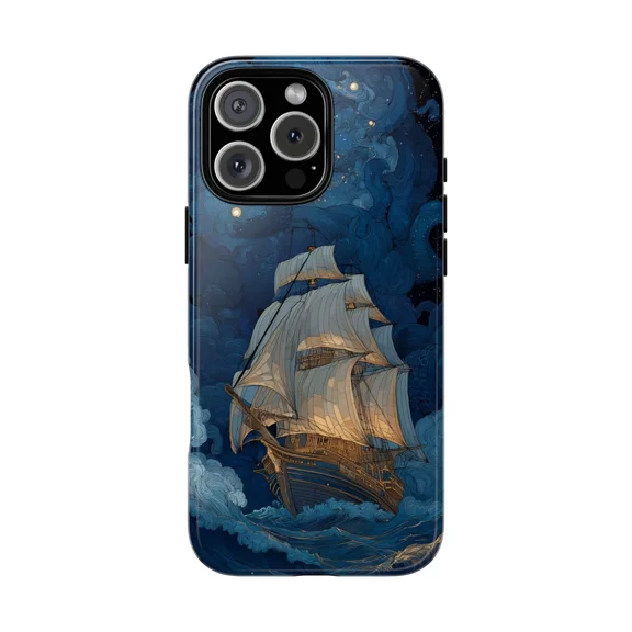 Sailing Ship Turbulent Sea Art Case for iPhone 11-17 Pro Max