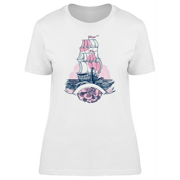 Sailing Ship Vintage Art T-Shirt Women -Image by Shutterstock, Female Medium