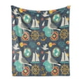 thumbnail image 1 of Sailing Soft Flannel Fleece Throw Blanket, Continuous Marine Seagulls Anchor Shell Steering Wheel Pattern, Cozy Plush for Indoor and Outdoor Use, 50" x 60", Slate Blue Multicolor, by Ambesonne, 1 of 5