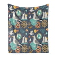 thumbnail image 1 of Sailing Soft Flannel Fleece Throw Blanket, Continuous Marine Seagulls Anchor Shell Steering Wheel Pattern, Cozy Plush for Indoor and Outdoor Use, 60" x 80", Slate Blue Multicolor, by Ambesonne, 1 of 5