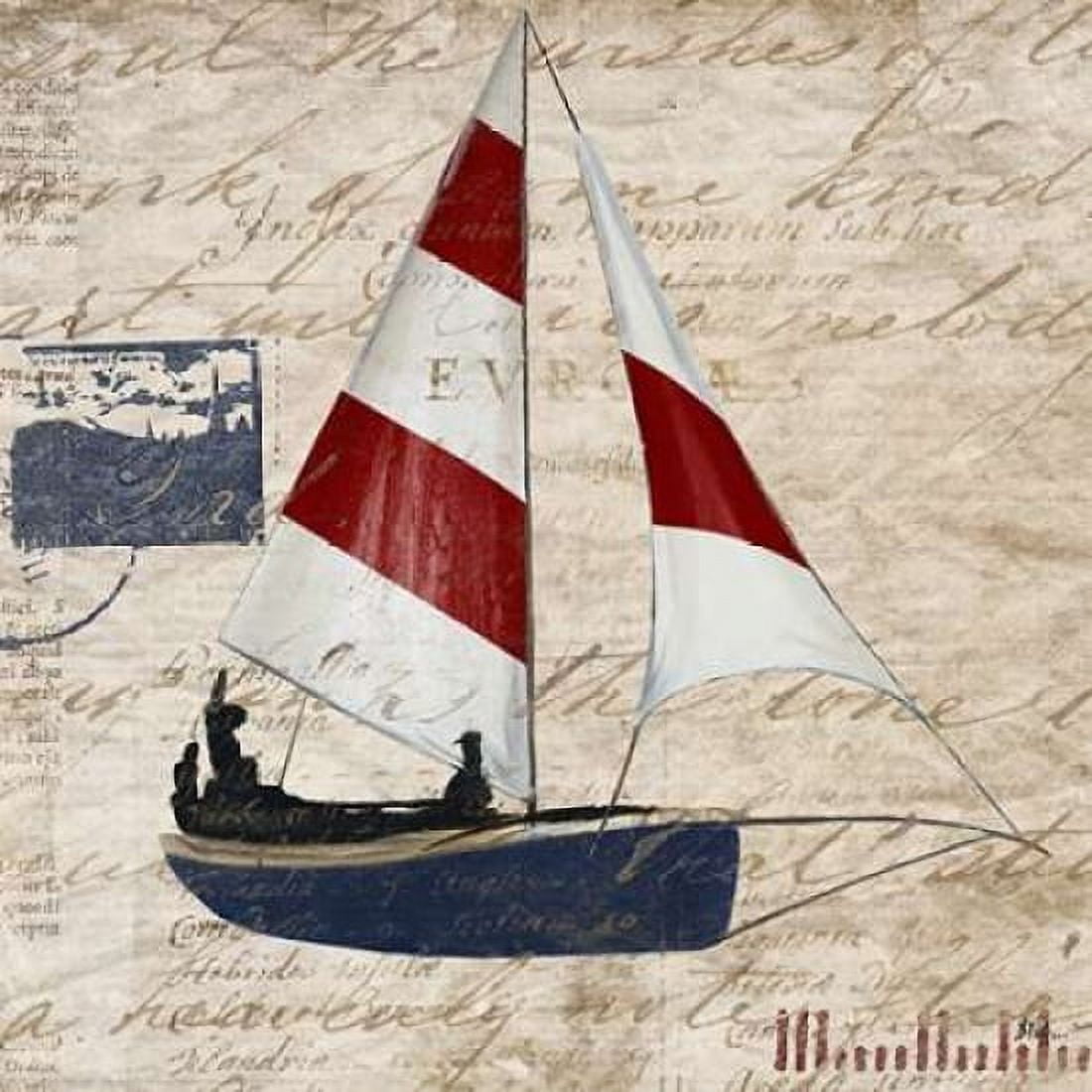 Sailing Stamp Border I Canvas Art - Patricia Pinto (24 x 24)
