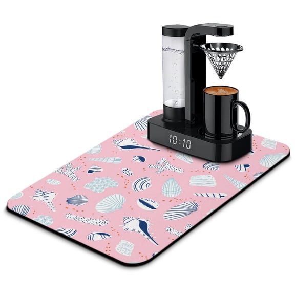 Sailing Themed Dish Drying Mat with Boat Anchor Mast Helm Design – Reusable and Quick Dry Coffee Bar Mat for Coastal Kitchen Counter Decor