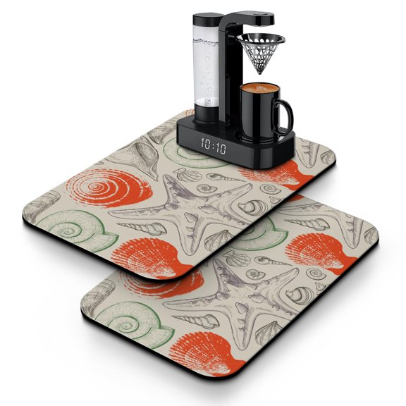 Sailing Themed Dish Drying Mat with Boat Anchor Mast Helm Design – Reusable and Quick Dry Coffee Bar Mat for Coastal Kitchen Counter Decor