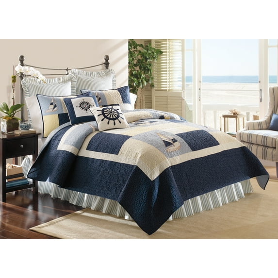 Sailing Twin Cotton Lightweight Machine Washable Reversible Quilt