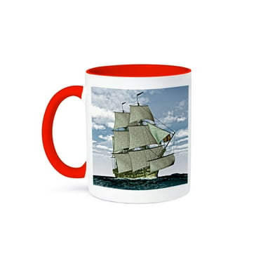 3dRose, Sailing Vessel before the storm, 15oz Two-Tone Red Mug