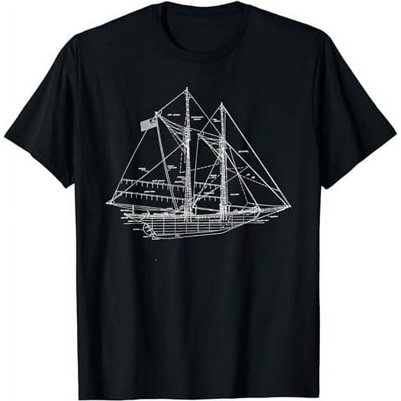 Sailing Vintage Blueprint Sailboat Yachting T-Shirt