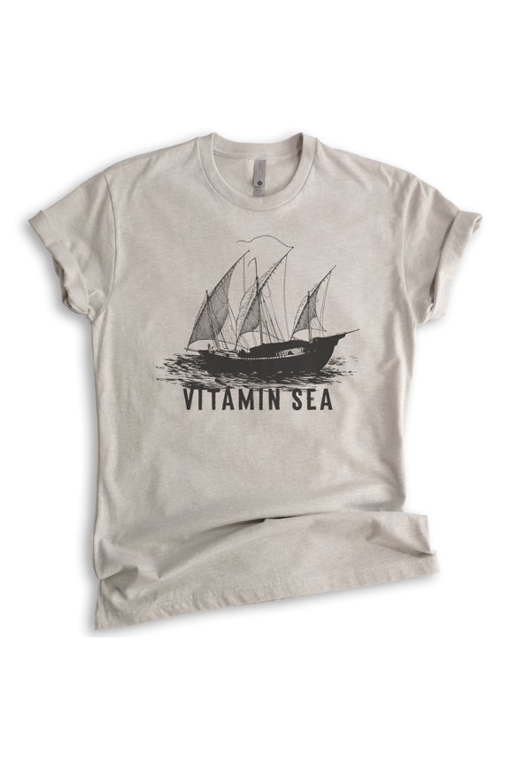 Sailing Vitamin Sea T-shirt, Unisex Women's Men's Shirt, Summer Shirt, Sailboat Shirt, Sailing Shirt, Light Silk Gray, X-Small
