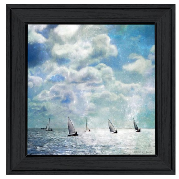 TrendyDecor4U Sailing White Waters Bluebird Barn Group Framed Print BLUE103-405