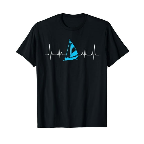 Sailing boat gift men's heartbeat ECG heart line sailor T-Shirt