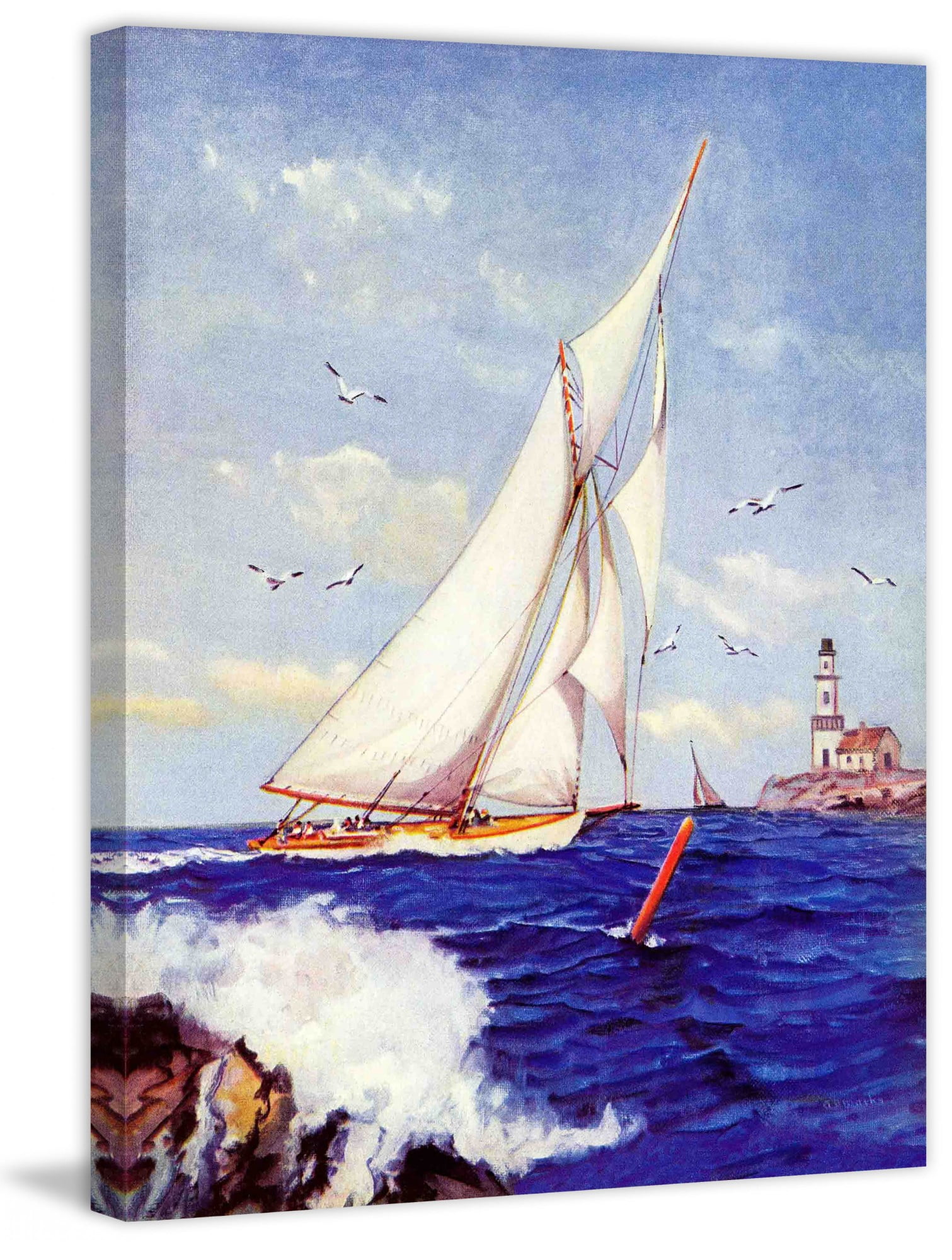 Sailing by the Lighthouse by Albert B. Marks Painting Print on Canvas