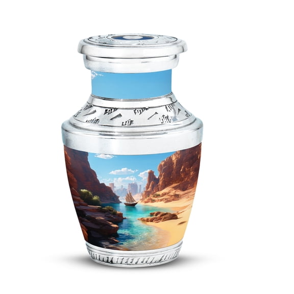 Sailing ship Urn for Ashes Mom, Decorative Funeral Urn For Dad - Sailing ship Theme Cremation & Memorial Sharing Urns for Ashes with Lid - 3inch, Small/Mini Size - Single 1Pcs