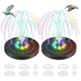 Saillong 2 Pack 5W Solar Bird Bath Fountain Pump with Colorful LED