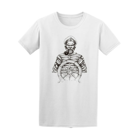 Sailor At Helm Drawing Tee Men's -Image by Shutterstock